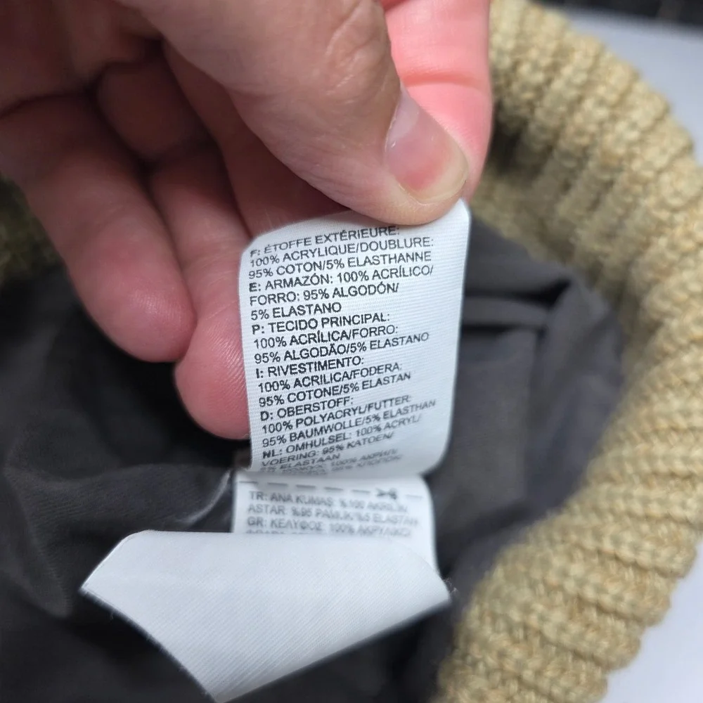 The North Face Heritage Beanie Hat Tan Ribbed Knit Cuffed OS F751464